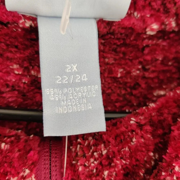 Liz & Me Full Zip Cardigan Sweater Jacket Red Sz 2X High Neck Cozy Comfortable - Picture 5 of 5